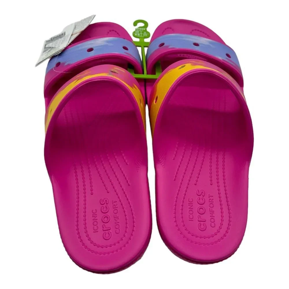 Crocs Classic Ombre Adult‎ Slide Sandals Size M13/W15 Pink Blue NWT